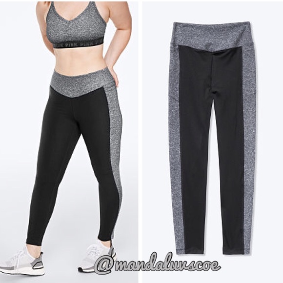 💕VS PINK BLACK & GREY MARL ULTIMATE V LEGGINGS - Picture 2 of 10